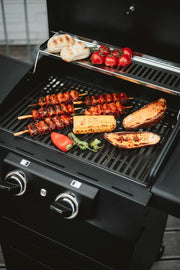 Barbacoa eléctrica Enders® eCRAVE 2, con parrilla de hierro fundido, carro con gran espacio de almacenamiento, sistema de limpieza SIMPLE CLEAN™, 2 potentes elementos calefactores, tapa de cocción estable con termómetro integrado #97116