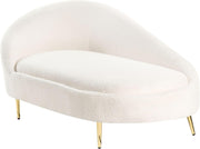 Chaiselongue Beliani izquierda bouclé crema blanco acolchado con estructura de metal dorado Valreas