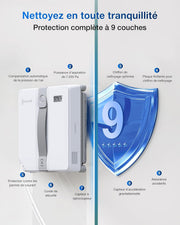Robot limpiacristales ECOVACS WINBOT Mini, diseño compacto, boquillas dobles con pulverización ultrasónica, sistema de protección de 9 etapas, planificación inteligente de la trayectoria, blanco