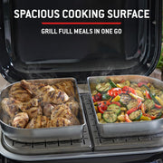 Barbacoa eléctrica Weber Lumin con soporte/Hasta 315 °C, con termómetro en la tapa, rejillas de hierro fundido vitrificado, superficie de cocción de 33 x 49 cm, negro (92010879)
