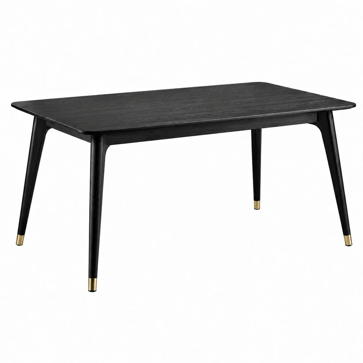 Mesa de comedor de madera negra con patas de metal 150x80x75 cm