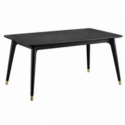 Mesa de comedor de madera negra con patas de metal 150x80x75 cm