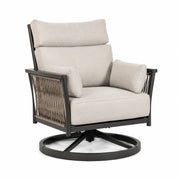 Sillón giratorio de exterior con estructura de aluminio y columpio de poliéster, beige