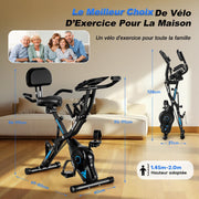 Bicicleta estática, SLUNSE Bicicleta estática 5 en 1 con 16 niveles de resistencia magnética, bicicleta estática plegable con 10 dB, bicicletas de fitness para entrenamiento cardiovascular en casa, capacidad de 160 kg