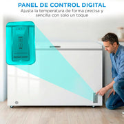 Congelador horizontal pequeño MIDEA de 418 L | Congelador arcón convertible a frigorífico con motor inverter, control electrónico de temperatura, cestas con asa | Arcón silencioso de 41 dB y bajo consumo