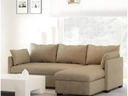 Sofá chaise longue de 3 plazas reversible en poliéster beige