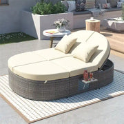 Cama de exterior para patio, diván para 2 personas con cojines y almohadas