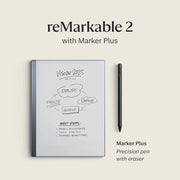 reMarkable 2 tableta de papel de 10,3 pulgadas, tableta para notas de tinta electrónica, lápiz Marker Plus con borrador, dispositivo digital para notas y escritura, paquete.