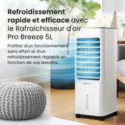 Enfriador de aire portátil Pro Breeze de 5 L, ventilador, humidificador, 3 velocidades, oscilación automática, temporizador, mando a distancia: enfriador de aire evaporativo móvil y potente