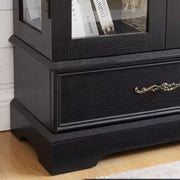 Vitrina de cristal iluminada con estantes ajustables: elegante vitrina de 2 puertas con cajón integrado, incluye bombilla