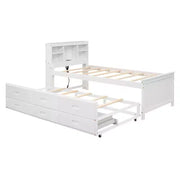 Cama tipo plataforma con nido y cajones, cama tipo plataforma con almacenamiento y USB, cama tipo plataforma de madera con estantería