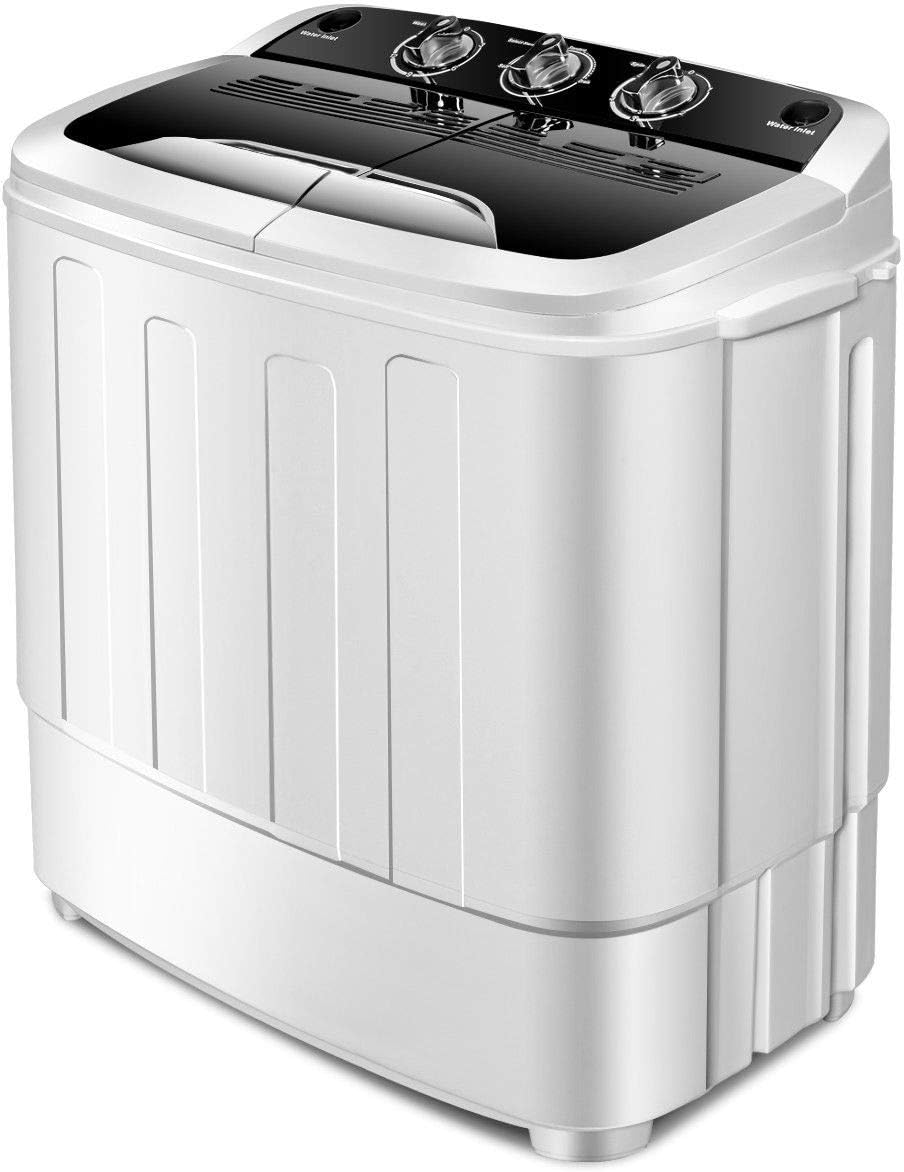 Minilavadora y secadora compacta Giantex de 13 lbs, 23" de largo x 14" de ancho x 27" de alto, blanco / negro