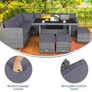 Conjunto de comedor de ratán para patio de 7 piezas Costway, sofá seccional y otomana - Ver detalles