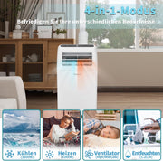 SHINCO Mobile Klimaanlage mit Abluftschlauch, 12000BTU, Kühlung&Heizung&Ventilieren&Entfeuchten, Mobiles Klimagerät mit Fenstermontage-Kit, 24H-Timer, APP, für Räume von etwa 90m³, Weiß