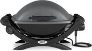 Barbacoa eléctrica Weber Q1400, superficie de cocción de 43 x 32 cm, barbacoa portátil, rejilla de cocción de hierro fundido vitrificado dividida en 2, tapa y cuerpo de aluminio fundido - Gris oscuro (52020079)