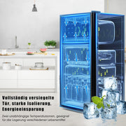 Refrigerador con congelador Merax, combinación frigorífico-congelador, frigorífico pequeño con 51L y congelador de 21L, silencioso, LED, estantes de vidrio, cajón para verduras, estantes en la puerta, para cocina, sala de estar, oficina, negro
