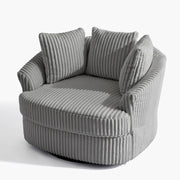 Juego de 2 sillones giratorios tipo barril de gran tamaño, 43" de ancho, en pana de felpa con cojines