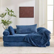 Sofá cama convertible de pana, 2 plazas, color gris oscuro / gris / verde / azul marino