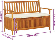 vidaXL Banco de Almacenamiento de Jardín Asiento Baúl Madera Maciza de Acacia