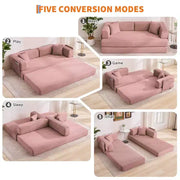 Sofá cama convertible 5 en 1: diván de suelo de pana de 78.8" con brazos, respaldo y cojines ajustables