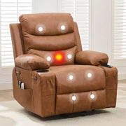 Sillón reclinable elevador eléctrico, reclinables eléctricos para ancianos con calor y masaje, asistencia para levantarse con portavasos, bolsillo lateral, para sala de estar