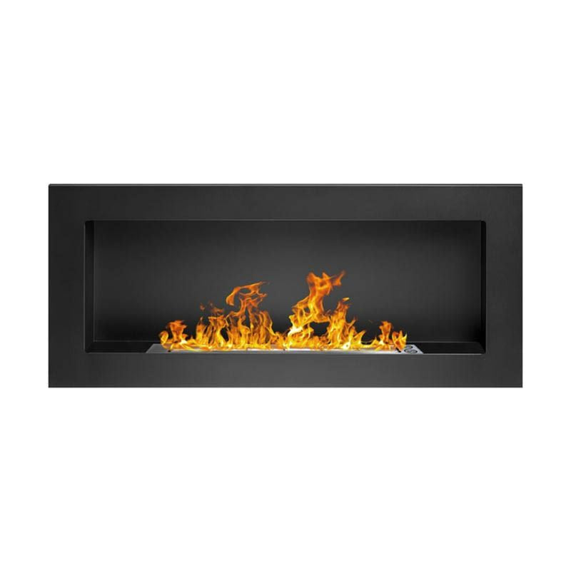 Chimenea de bioetanol mural o empotrable Lucca Black An 90 x P 12 x Al 40