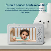 Babysense HDS2 Monitor de video para bebés con cámara y audio, vigilabebés HD 720p de 5", sin WiFi, luz nocturna ajustable, alcance extendido, audio bidireccional, zoom 4X, visión nocturna, batería de 4000 mAh