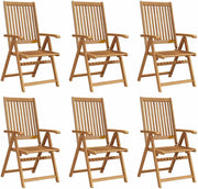 vidaXL 6X Sillas de jardín plegables de madera maciza de acacia, sillas de comedor para terraza, balcón y muebles de exterior
