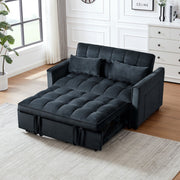 Sofá cama extraíble moderno, sofá cama 3 en 1 con respaldo ajustable, sofá biplaza de terciopelo, almohadas y bolsillos laterales