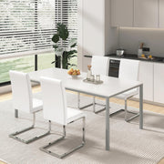 WOLTU Juego de 4 sillas de comedor, silla cantilever, silla voladiza, silla de cocina, silla tapizada, con respaldo alto, piel sintética, para comedor, mesa de comedor, cocina, sala de estar, oficina, blanco, BH378ws-4