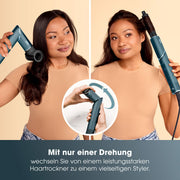Shark FlexStyle 5 en 1, moldeador de aire y secador de pelo, accesorio rizador Auto-Wrap, cepillo plano, cepillo ovalado, concentrador, difusor, estuche de almacenamiento, sin daños por calor, negro/oro rosa, HD440EU