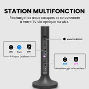 Avantree Duet - Auriculares inalámbricos dobles para televisión, sonido claro y volumen amplificado para personas mayores, instalación Plug & Play sencilla, con transmisor RF de 2,4 GHz y estación de carga