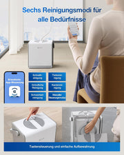 Robot limpiacristales ECOVACS WINBOT W2 PRO Omni con estación multifunción 6 en 1, carga durante el funcionamiento, cabezal de pulverización de 3 boquillas, protección de 12 niveles, planificación de rutas Win-SLAM 4.0, blanco