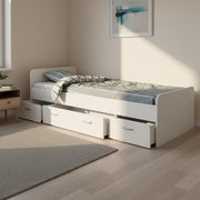Cama individual moderna Boro con 3 cajones 90 x 200 cm - Práctica cama tipo litera para habitación juvenil en blanco - 95 x 66 x 204 cm (ancho/alto/fondo)