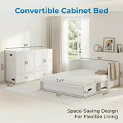 Cama Murphy convertible tamaño queen Mjkone con colchón, carga USB y cajones de almacenamiento