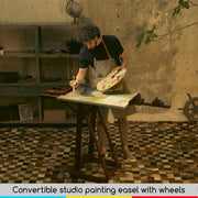 Caballete de estudio multifunción de madera de haya MEEDEN, caballete de pintura para adultos, caballete de artista, caballete de suelo, admite lienzos de hasta 195,6 cm (nogal)