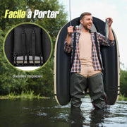 Bote de pesca inflable portátil GYMAX, con remo, regla para peces, soporte para caña, aletas, bomba, bolsillos de almacenamiento, transporte práctico con correas para los hombros