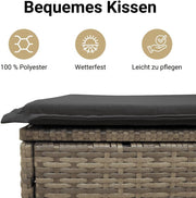 Sofá de jardín de 2 plazas vidaXL con techo y reposapiés, sofá de exterior, muebles de jardín, conjunto de salón para patio, muebles de terraza para dos personas, poliratán gris