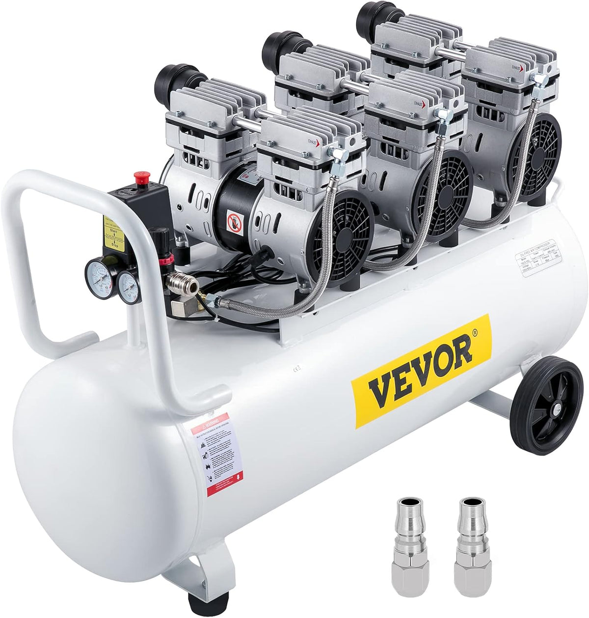 Compresseur d'air sans huile VEVOR, compresseur d'air comprimé silencieux, outil d'atelier pour réparations domestiques, gonflage de pneus (100L 2,2KW, électrovanne)