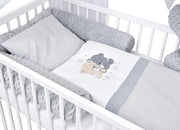 Set completo de cuna Baby Delux, cama casita de 60x120 cm, color blanco, con cajón, barrera anticaídas, colchón, ropa de cama y set de decoración (Prince Stars)
