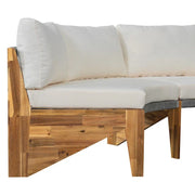 Set de sofá seccional redondo de madera de acacia para exteriores con mesa de centro, 12 plazas