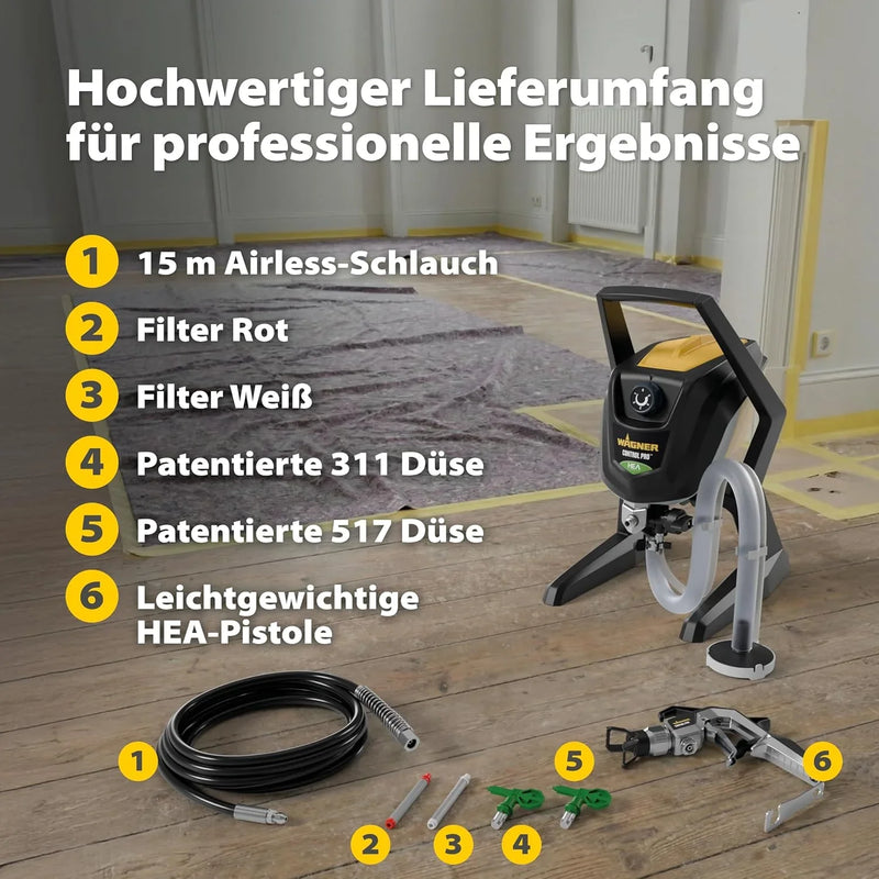 Sistema de pulverización de pintura airless Control Pro 350 R 2371073, regulación de presión de 110 bares, manguera de 15 m para pinturas de pared, lacas y barnices