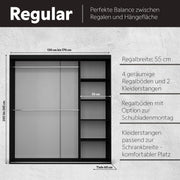 VIKK - Armario ropero con puertas correderas, Armario Mare - Salón, recibidor, dormitorio - Armario guardarropa con espejo - Sistema de puertas correderas, construcción robusta - Armario fabricado bajo pedido