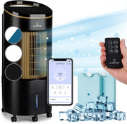 Enfriador de aire Klarstein con refrigeración por agua, enfriador evaporativo 4 en 1 silencioso, humidificador, ventilador y modo nocturno, aire acondicionado portátil de 7 L, enfriador de aire de 65 W, flujo de aire refrigerante de 330 m³/h