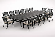 Mesa de comedor para exteriores de aluminio con 14 sillas con cojines