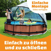 Cubierta para piscinas redondas de 12 pies/360 cm 30.80.12.70 PE Cobertor de piscina Ø366 cm cubierta transparente con construcción robusta