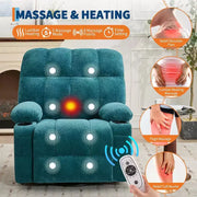 Sillón reclinable extragrande para adultos, sofá mecedor giratorio manual, bolsillos laterales y portavasos para personas altas y grandes, sala de estar