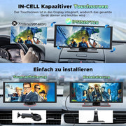 LAMTTO Pantalla CarPlay para coche inalámbrica de 10,25 pulgadas, autorradio estéreo con Android Auto, cámara frontal 2,5K, cámara trasera 1080P, navegación, Bluetooth, FM, AUX, grabación en bucle, tarjeta TF de 64 GB