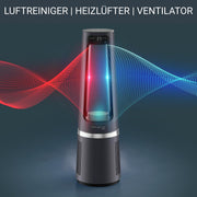 Purificador de aire, termoventilador y ventilador 3 en 1 Rowenta QU5062 Eclipse, filtra el 99,9 % de las partículas, para habitaciones de hasta 30 m², calentamiento rápido hasta 35 °C, modo automático de día y noche, negro/gris