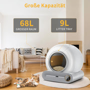 Caja de arena autolimpiable para gatos, grande XXL 68L, arenero automático con bolsas de basura, entrada baja con control por APP, arenero eléctrico para 2 gatos, arenero autolimpiable para gatos